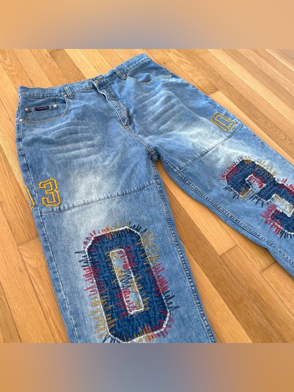 Vintage Source Jeans Embroidered Y2K Denim Hip Hop Baggy 42 2000s